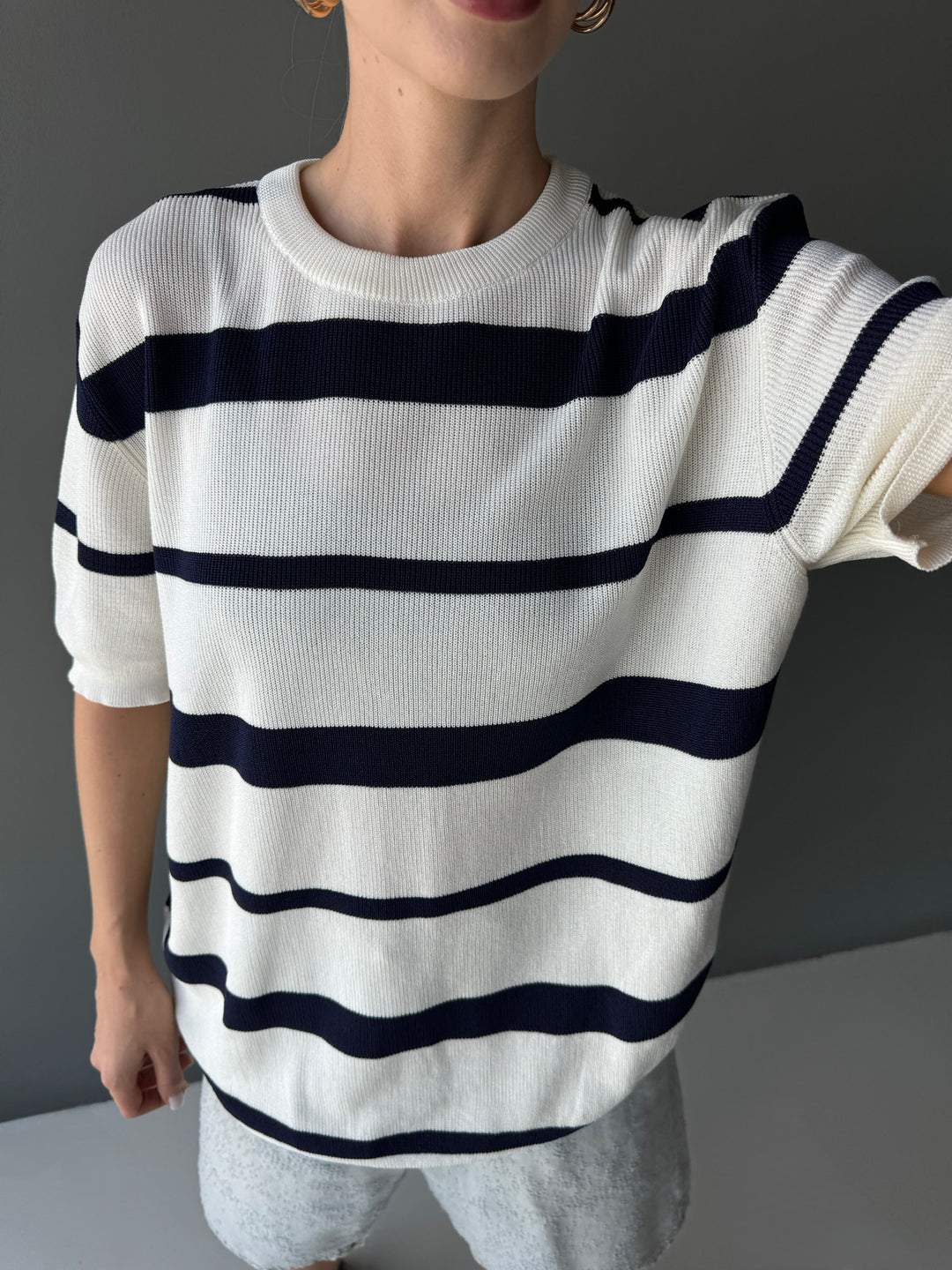 Knit Striped T-shirt - Indigo