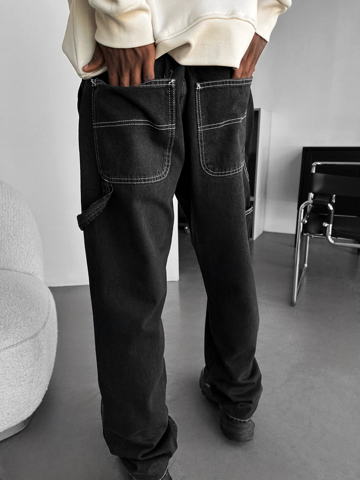 Baggy Washed Jeans - Black