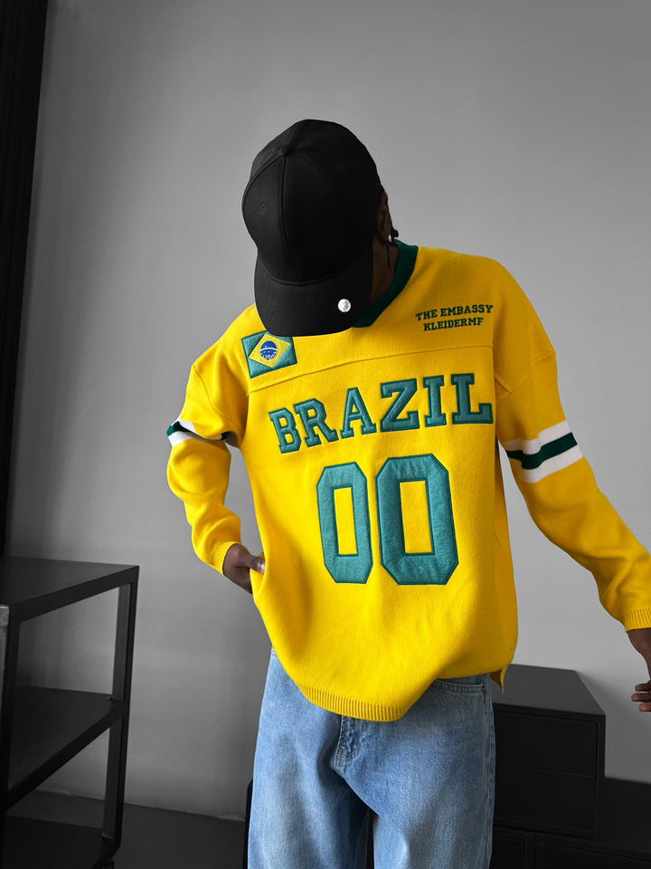 Oversize Brasil Knit Sweatshirt - Yellow