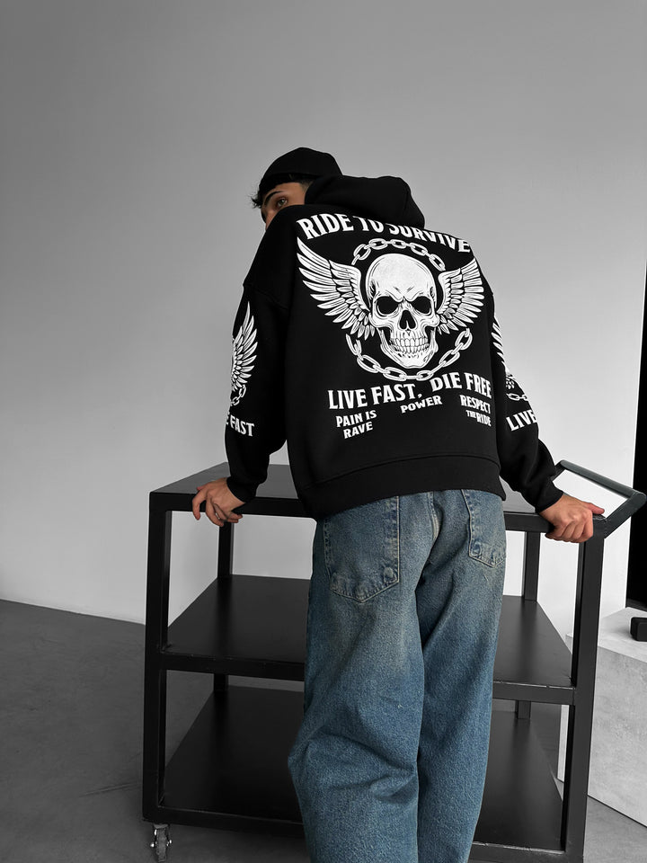 Oversize Ride to Survive Hoodie - Black