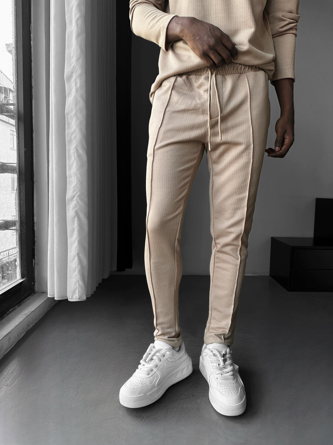 Pleated Suit Trousers - Beige
