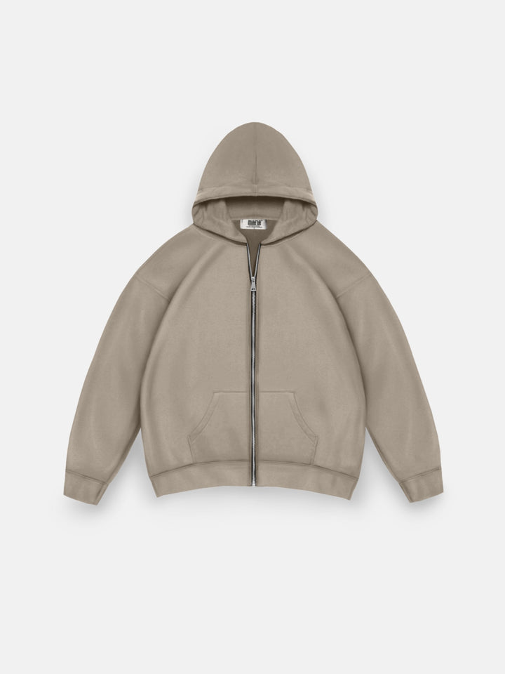 Oversize Basic Zipper Hoodie - Simply Taupe