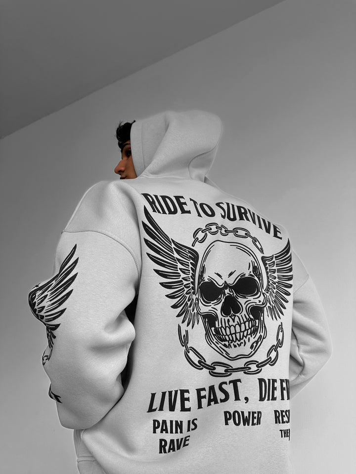 Oversize Ride to Survive Hoodie - Grey