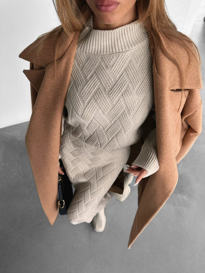 Braid Knit Pullover - Stone