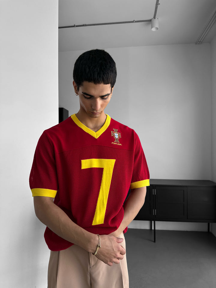 Oversize Portugal Knit T-shirt - Red