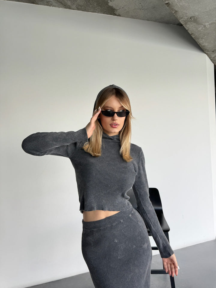 Knit Hoodie - Anthracite