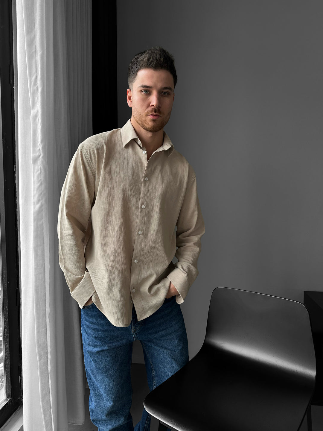 Regular Fit Cotton Shirt - Milky Brown
