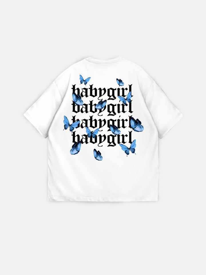 Oversize Babygirl T-shirt - White and Blue