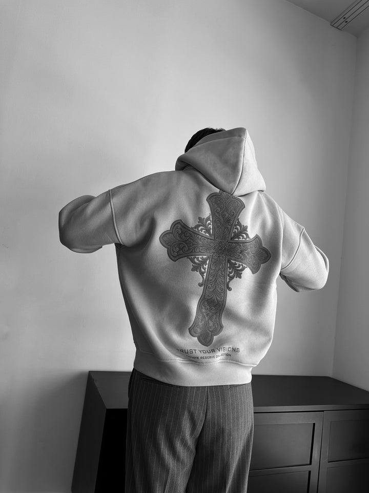 Oversize Cross Hoodie - Grey