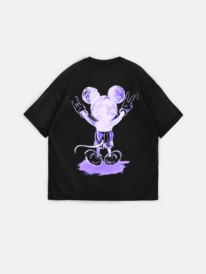 Oversize Mouse T-shirt - Black and Lila