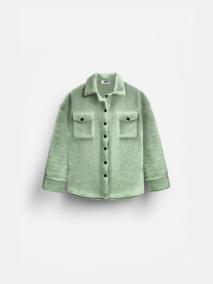 Oversize Plush Shirt - Green Ash