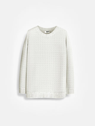 Oversize Grid Knit Sweater - Ecru