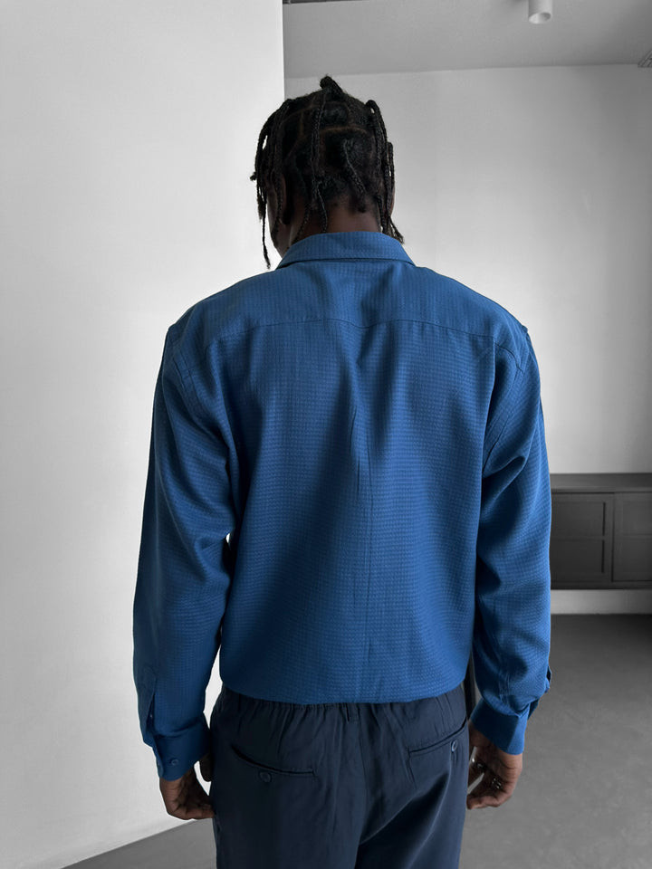Regular Fit Textured Shirt - Navy Blue