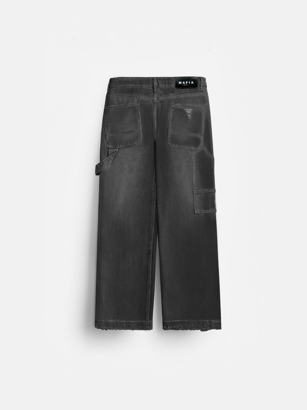 Baggy Torn Patch Jeans - Black
