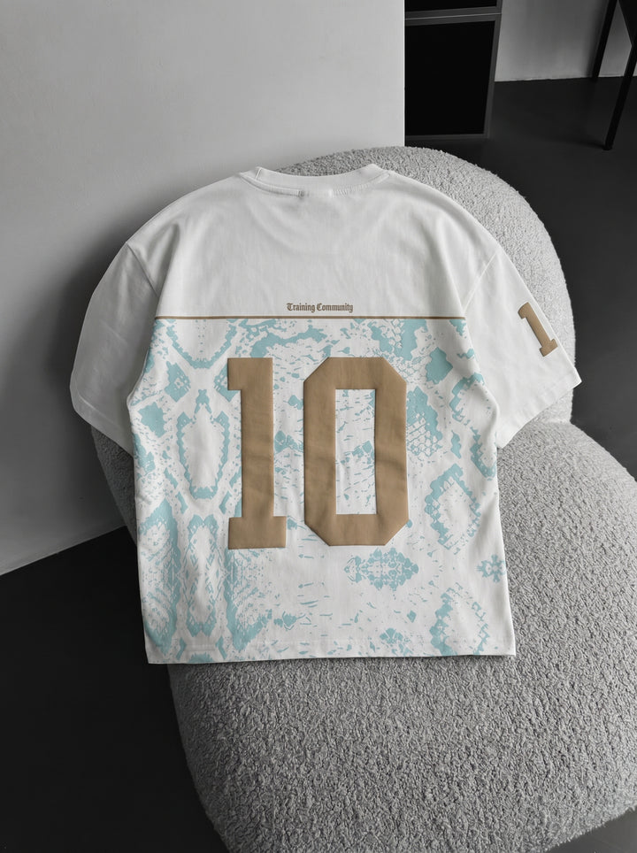 Oversize Brooklyn T-shirt - Ecru and Turquoise