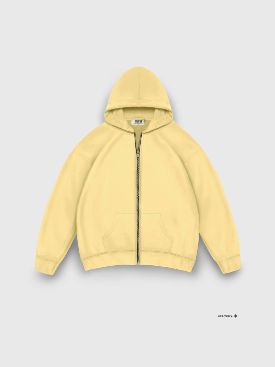 Oversize Basic Zipper Hoodie - Yellow