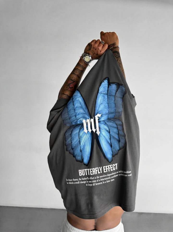 Oversize 'Butterfly Effect' T-Shirt - Anthracite
