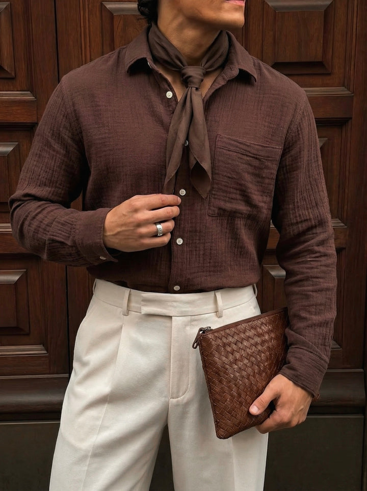 Oversize Muslin Shirt - Brown