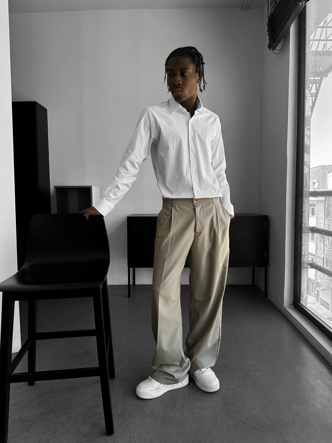 Loose Fit Comfort Trousers - Stone