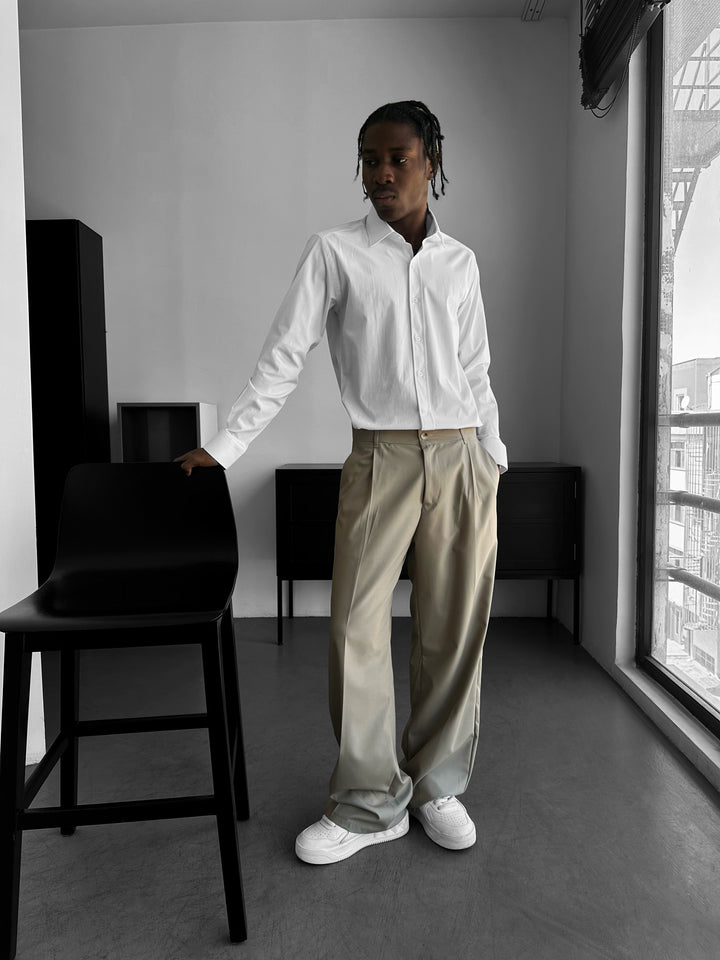 Loose Fit Comfort Trousers - Stone