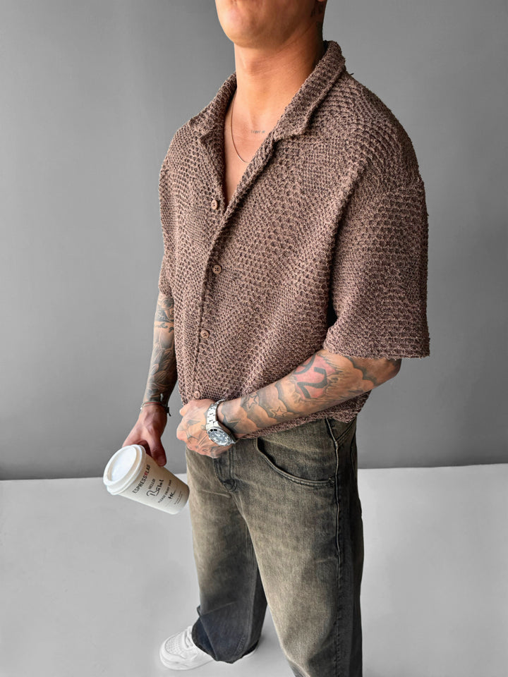 Oversize Tablecloth Shirt - Brown