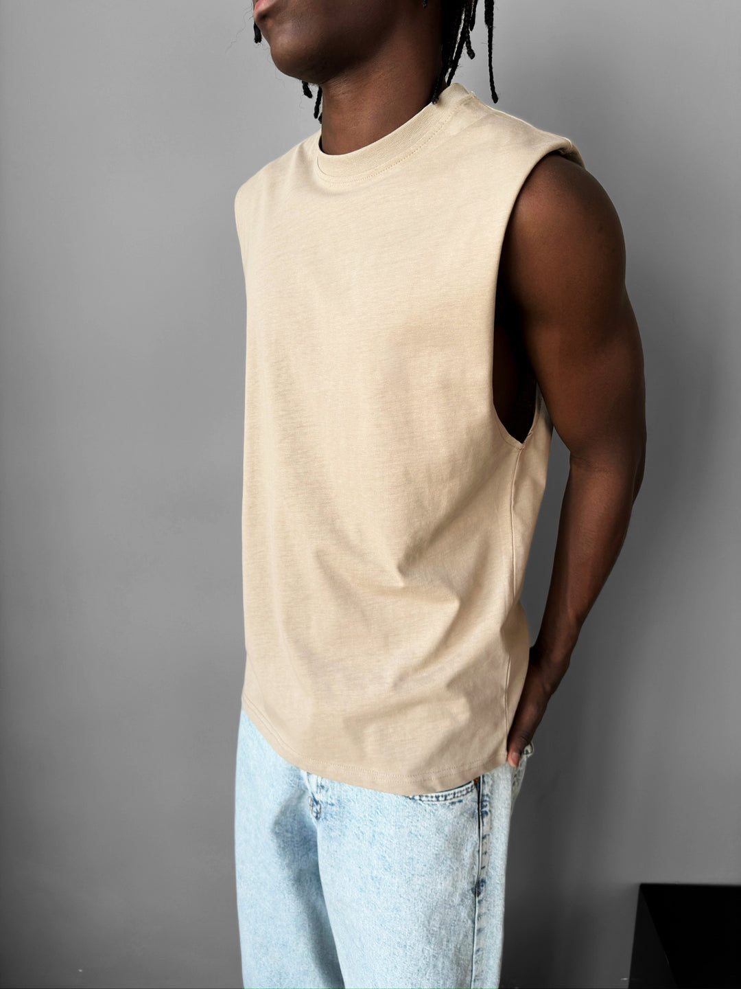 Oversize Basic Tanktop - Beige