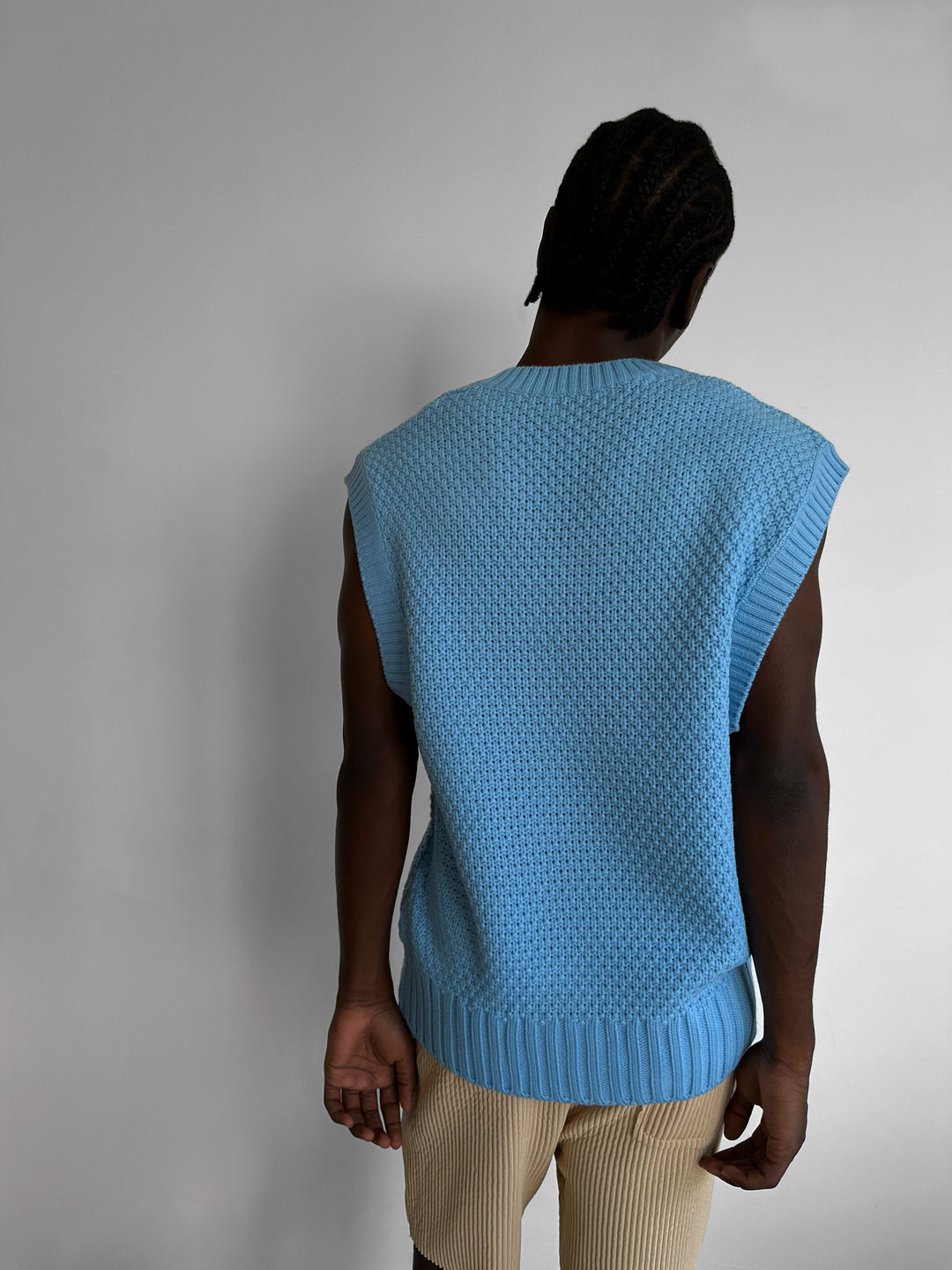 Loose Fit Knotted V Neck Pullunder - Babyblue