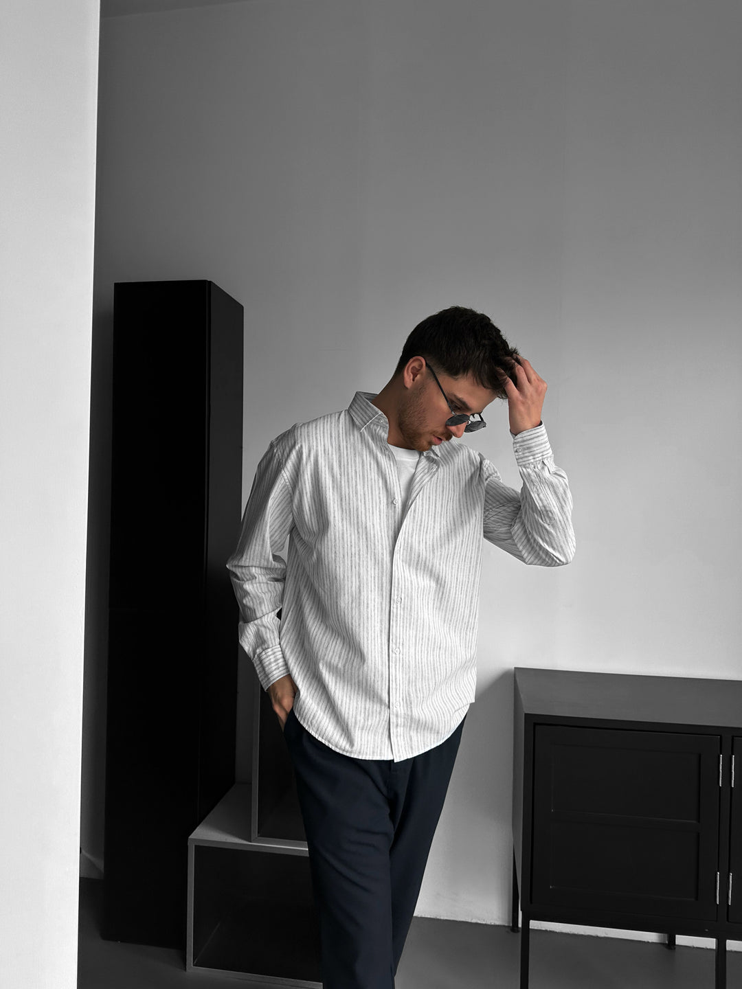 Regular Fit Striped Shirt - Navy Blue
