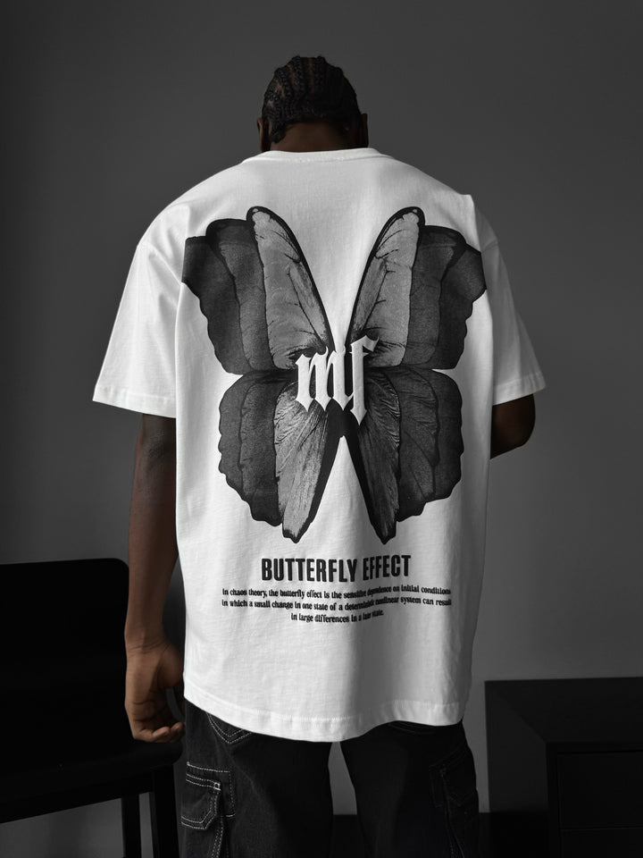 Oversize 'Butterfly Effect' T-Shirt - Ecru