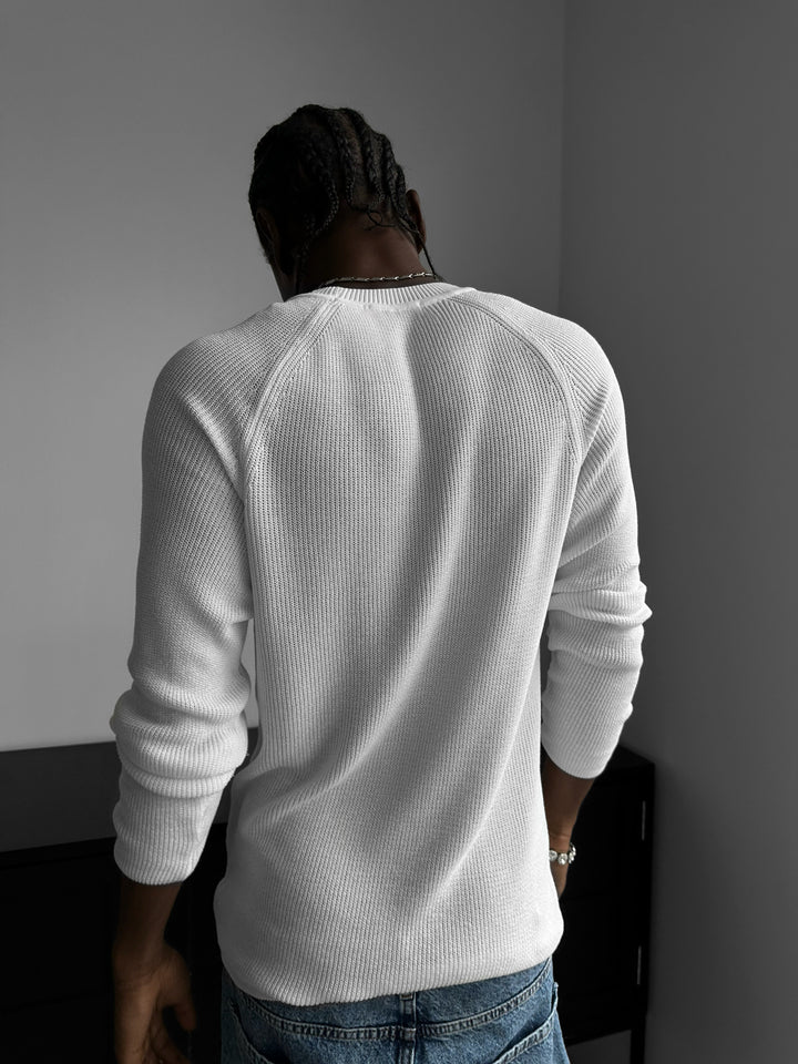 Slim Fit Thin Knit Sweater - Ecru