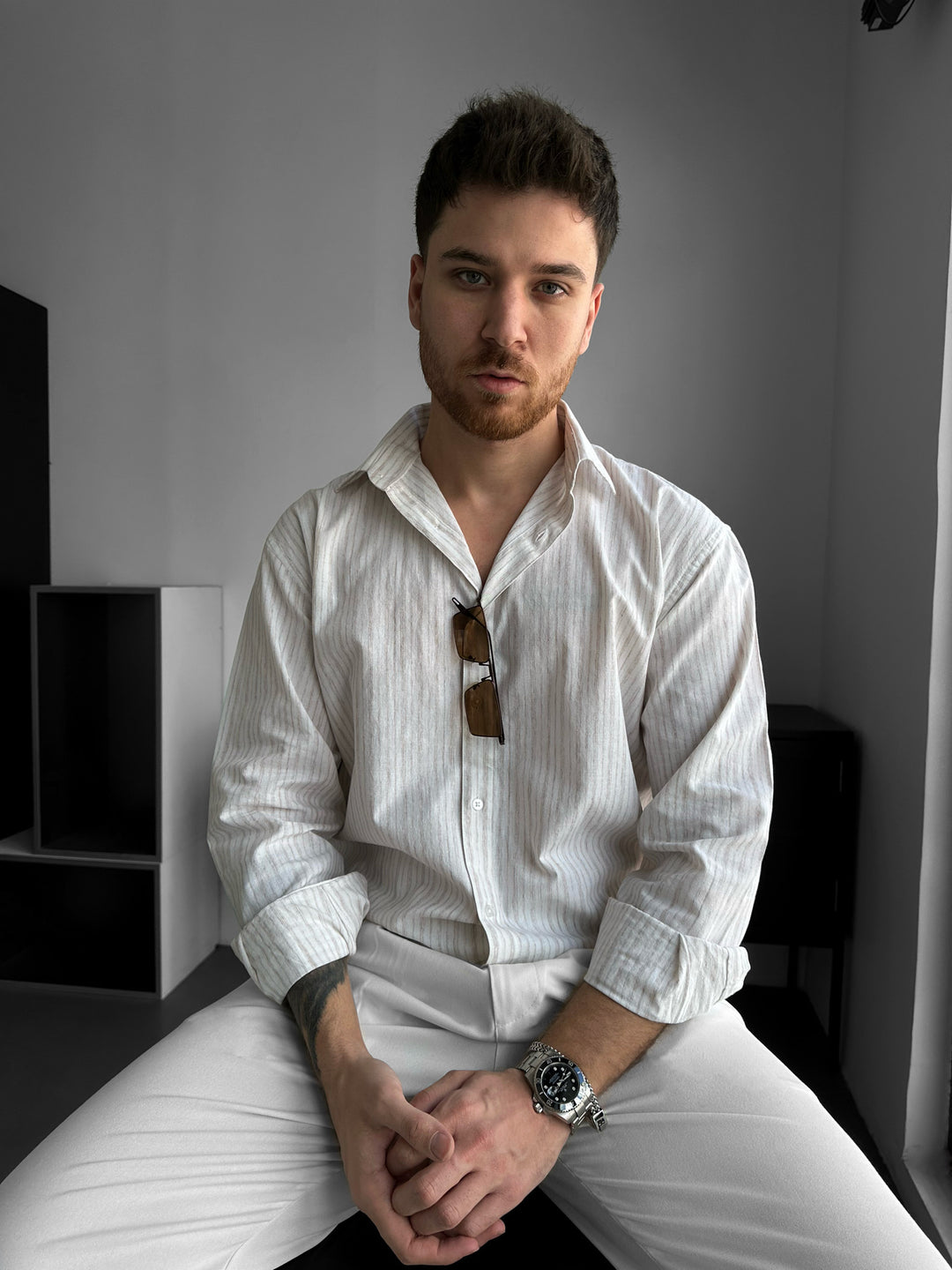 Regular Fit Striped Shirt - Brown