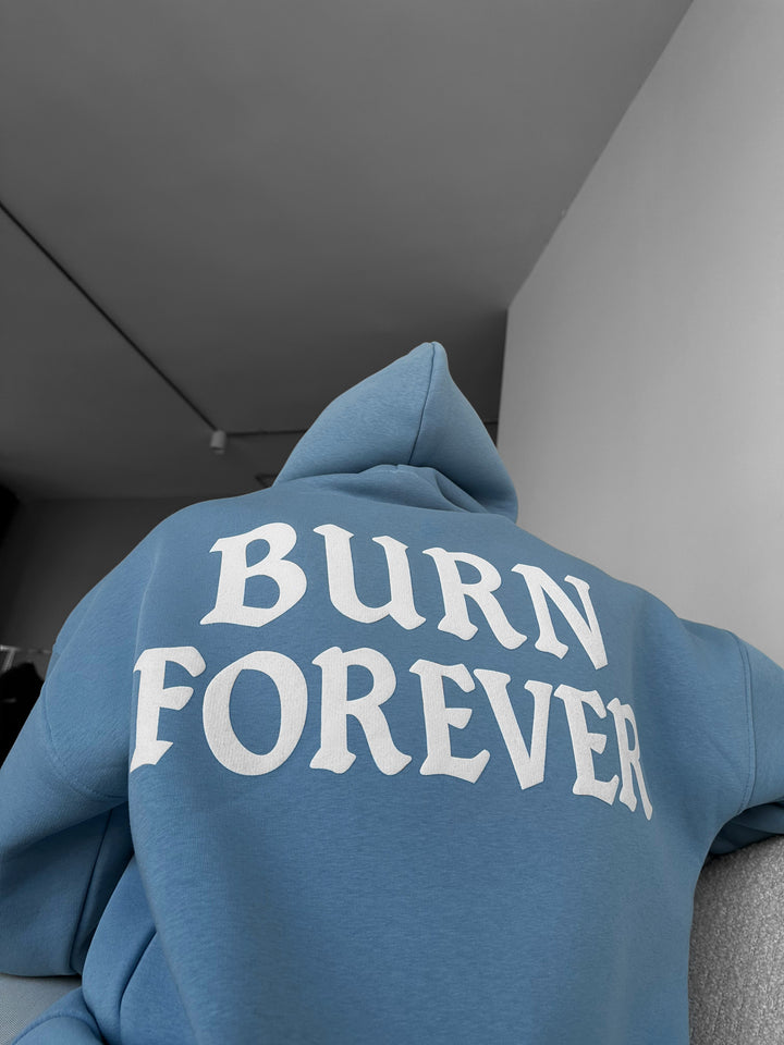 Oversize “Burn Forever” Hoodie - Faded Denim