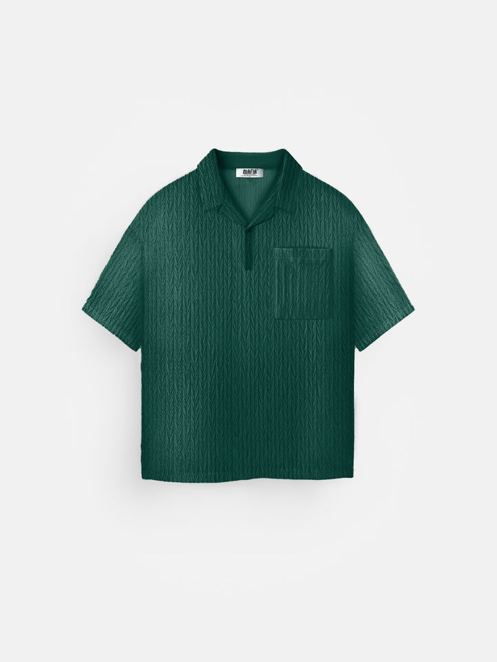 Oversize Structured Polo T-Shirt - Rain Forest