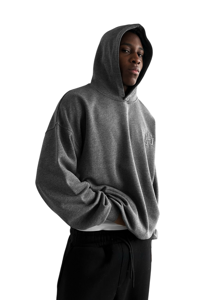 Loose Fit ‘MF’ Hoodie - Anthracite Melange