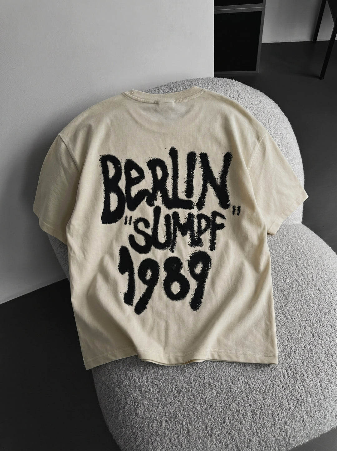 Oversize 'Berlin Sumpf' T-Shirt - Antique White and Black