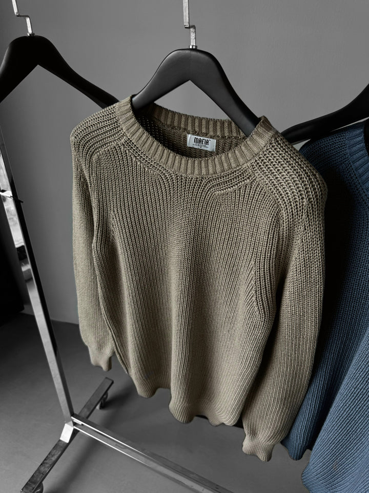 Oversize Washed Knit Sweater - Stone