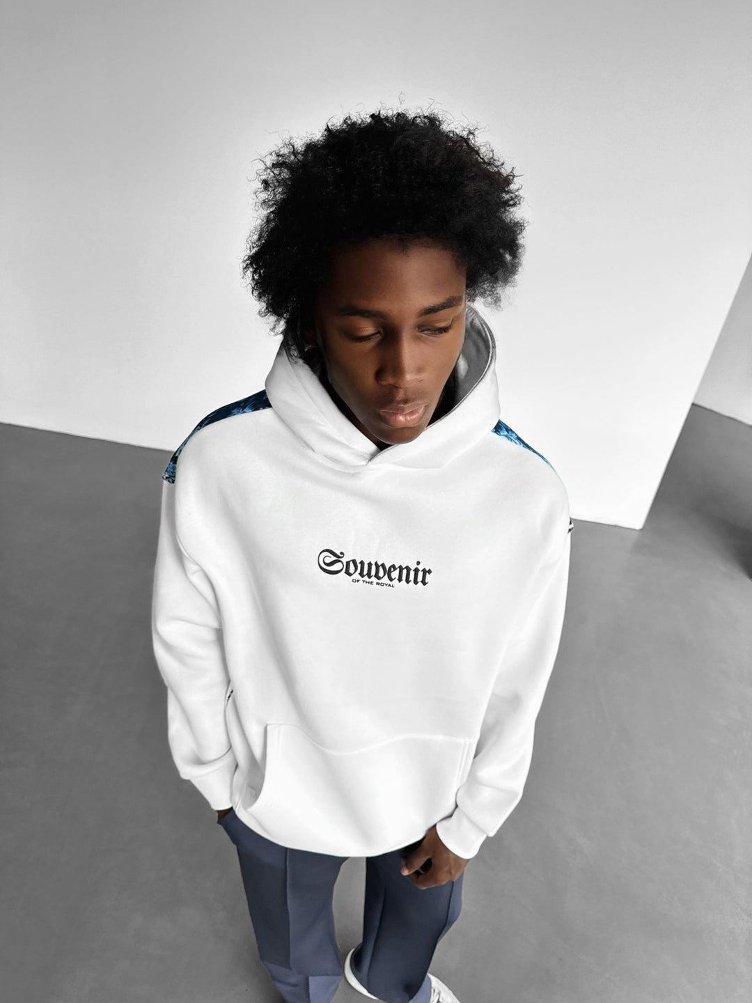 Oversize Souvenir Hoodie - White and Blue