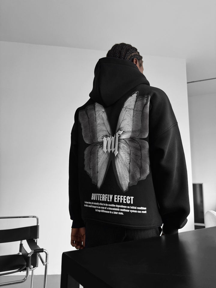 Oversize Butterfly Effect Hoodie - Black and Anthracite