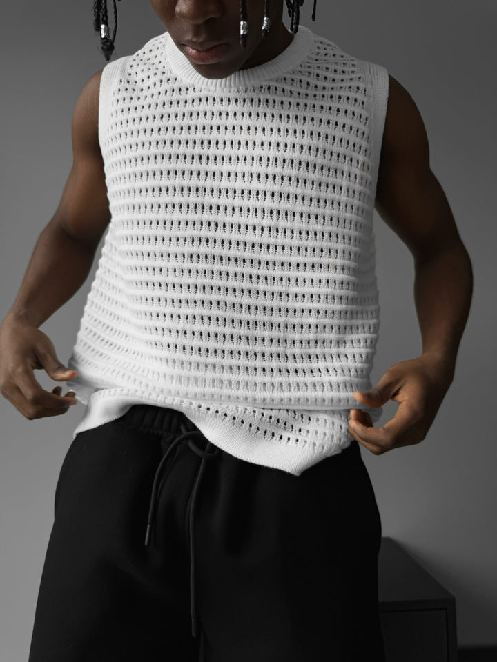 Oversize Grid Tanktop - White