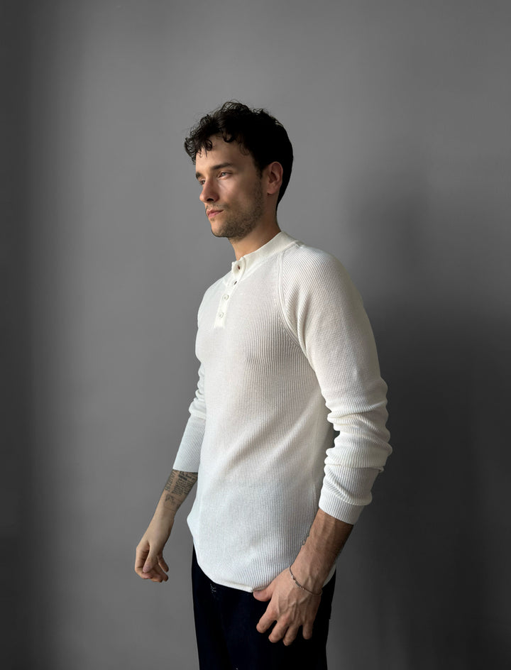 Slim Fit Knit Sweater - Ecru