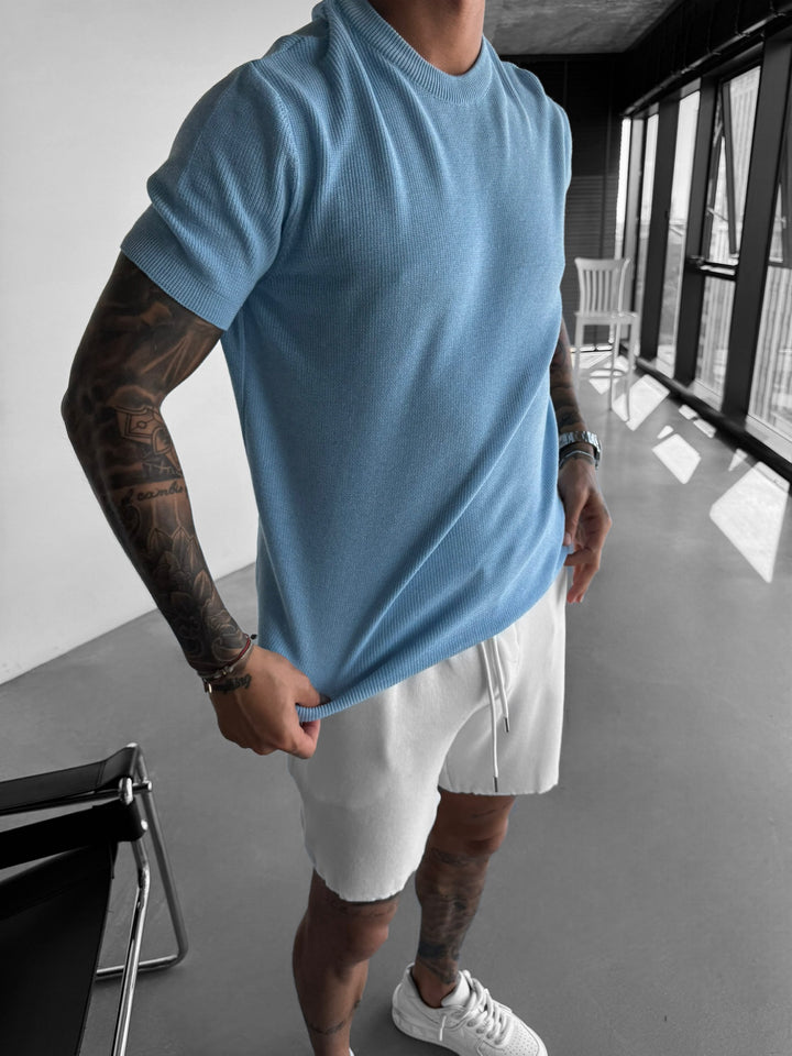 Oversize Knit T-Shirt - Babyblue