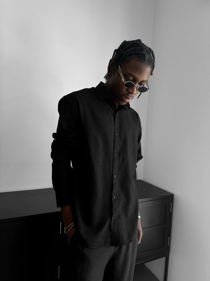 Regular Fit Textured Shirt - Black