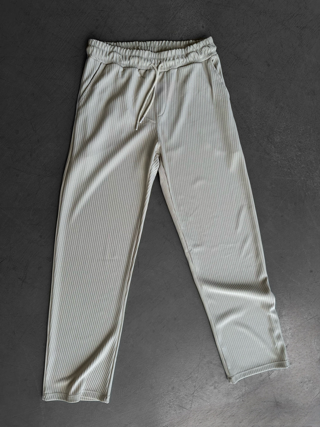 Loose Fit Striped Trousers - Beige