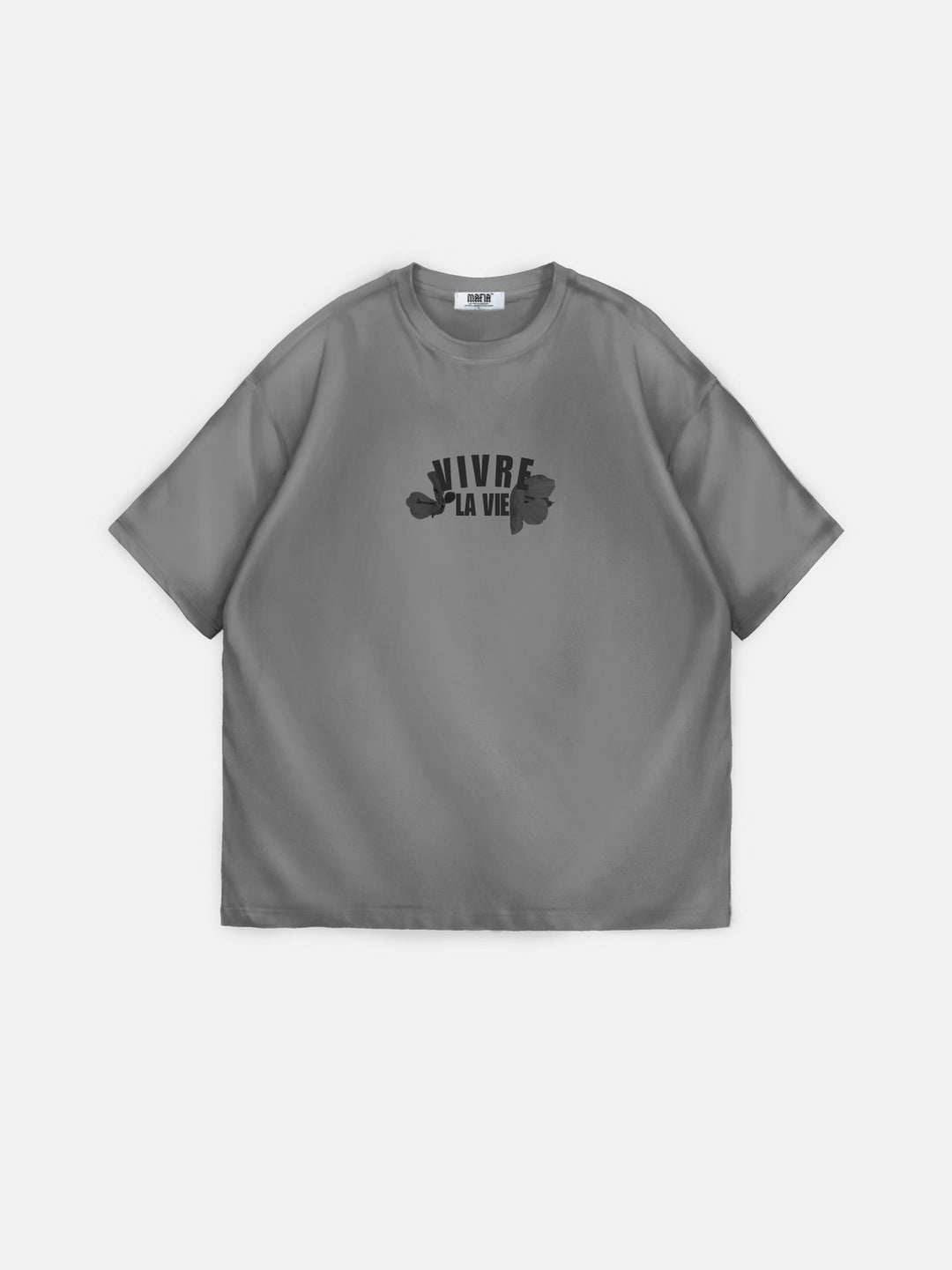 Oversize Vivre La Vie Tee - Anthracite