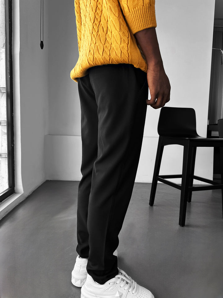 Modern Cut Casual Trousers - Black