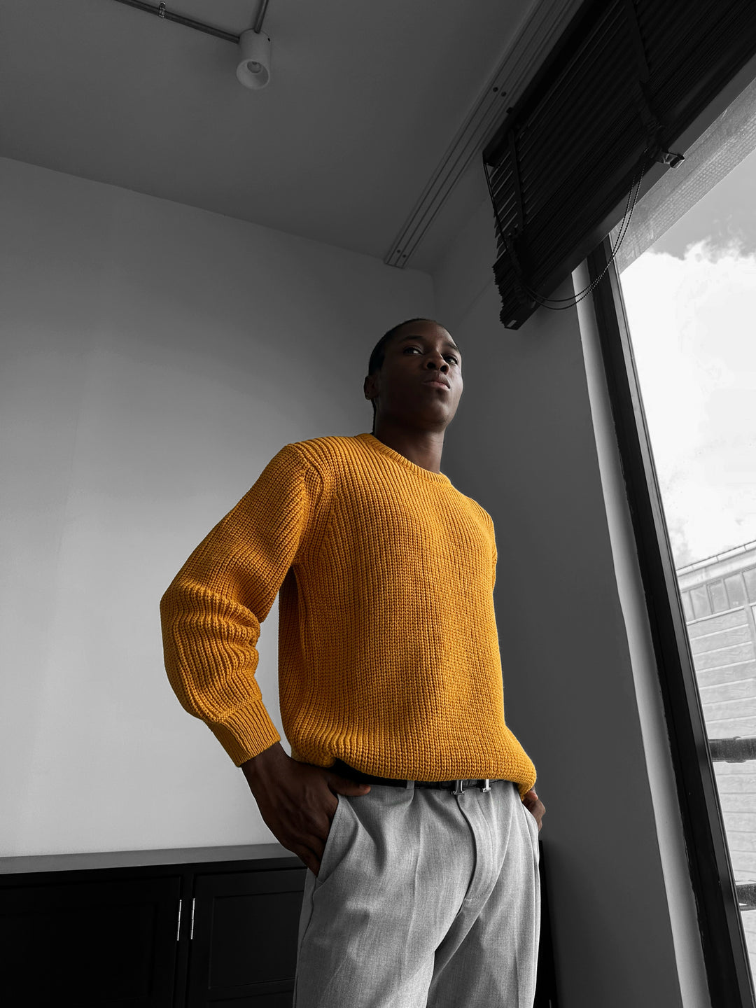 Oversize Structured Knit Sweater - Saffron