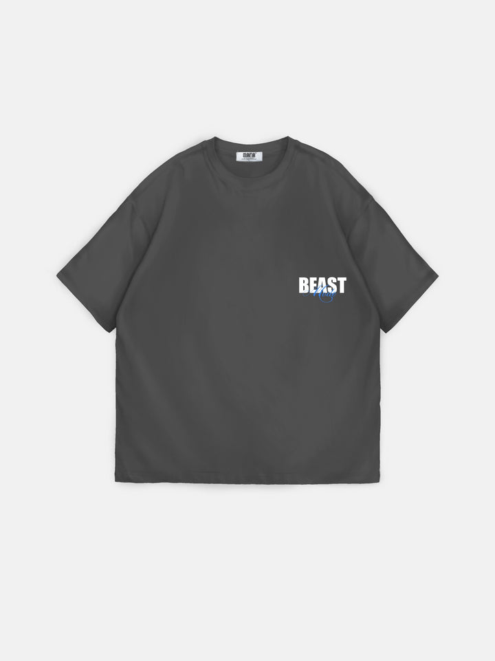 Oversize Beast T-shirt - Anthracite and Blue