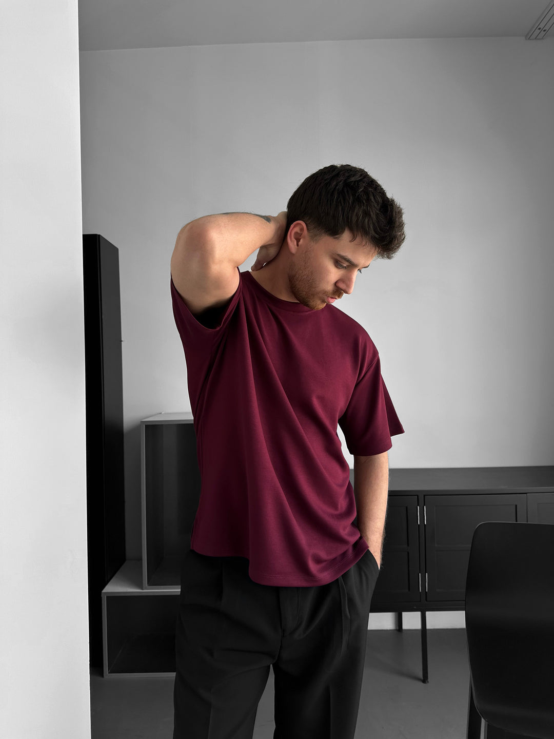 Loose Fit Basic T-shirt - Bordeaux