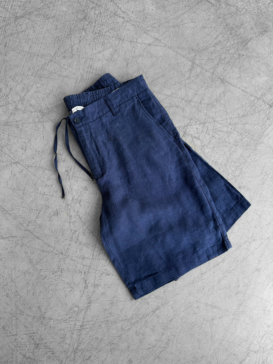 Loose Fit Linen Shorts - Navy Blue