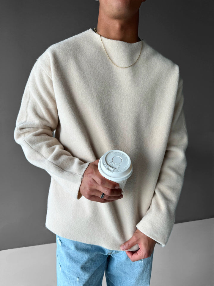 Oversize Fleece Sweatshirt - Beige